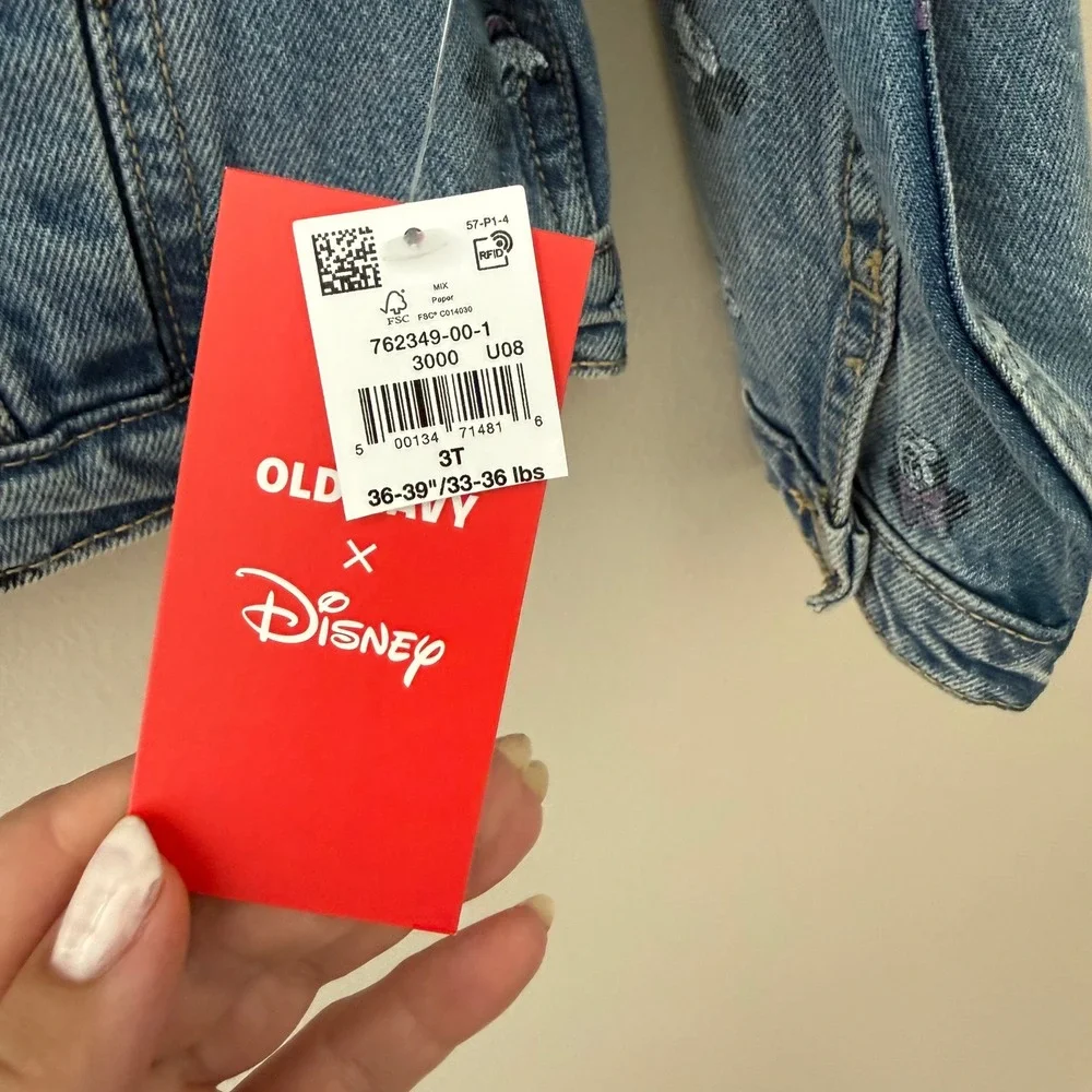 Old Navy Disney Mickey Minnie Mouse Embroidered Denim Jacket 3T Blue 762349-00-1